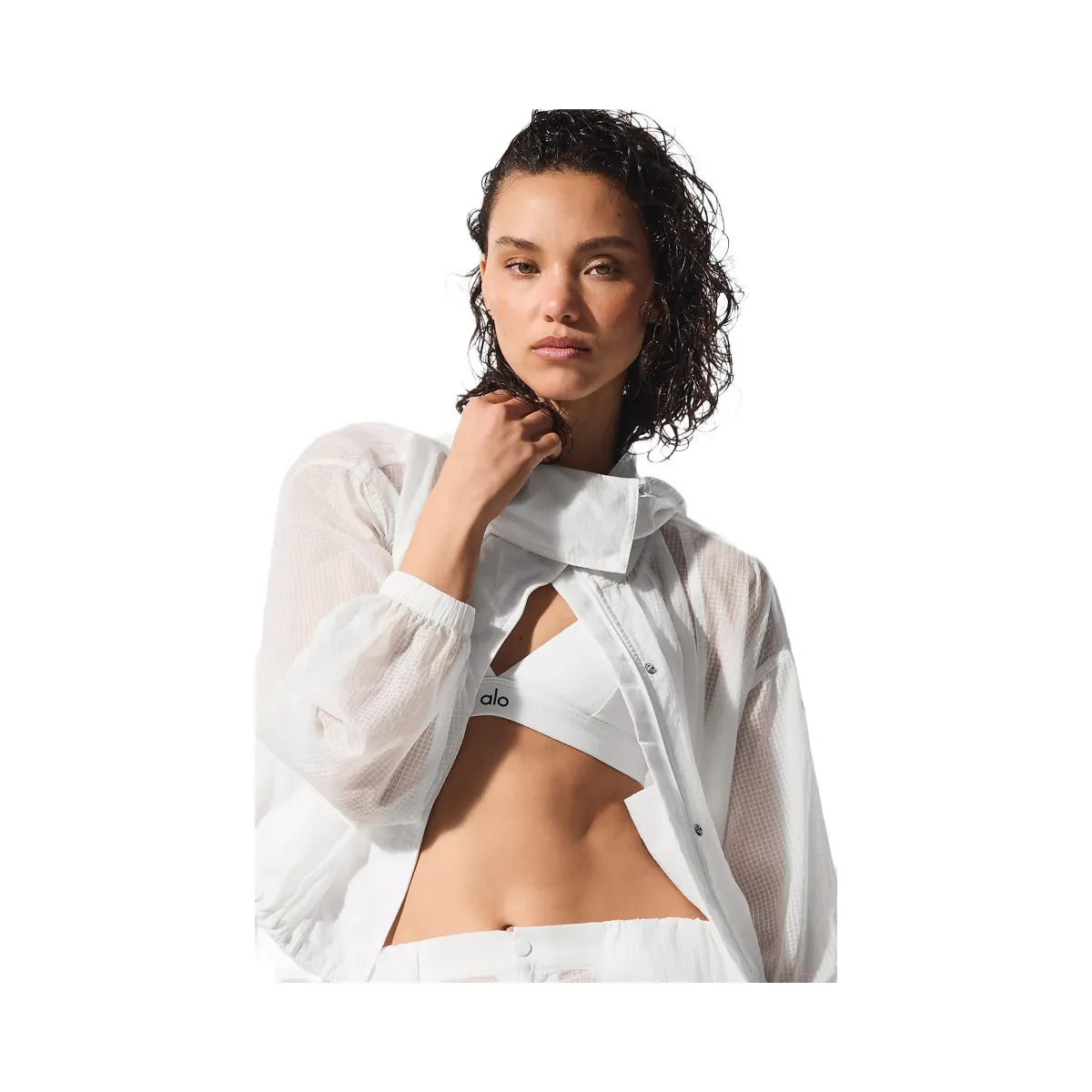 Alo Women's Cropped Game Time Full Zip Jacket - White