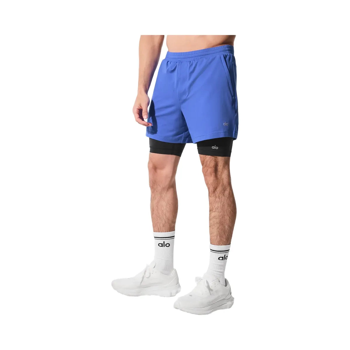 Alo Men's Conquer React 2-In-1 Performance Short - Marathon Blue/Black