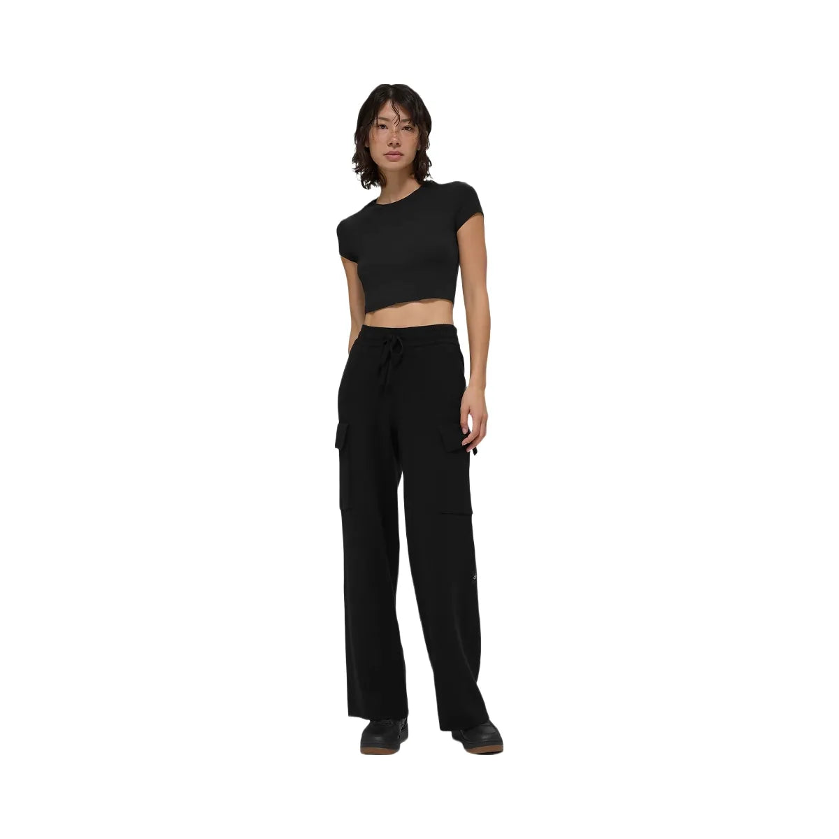 Alo Women's Scholar Knit High-Waist Cargo Pant - Black