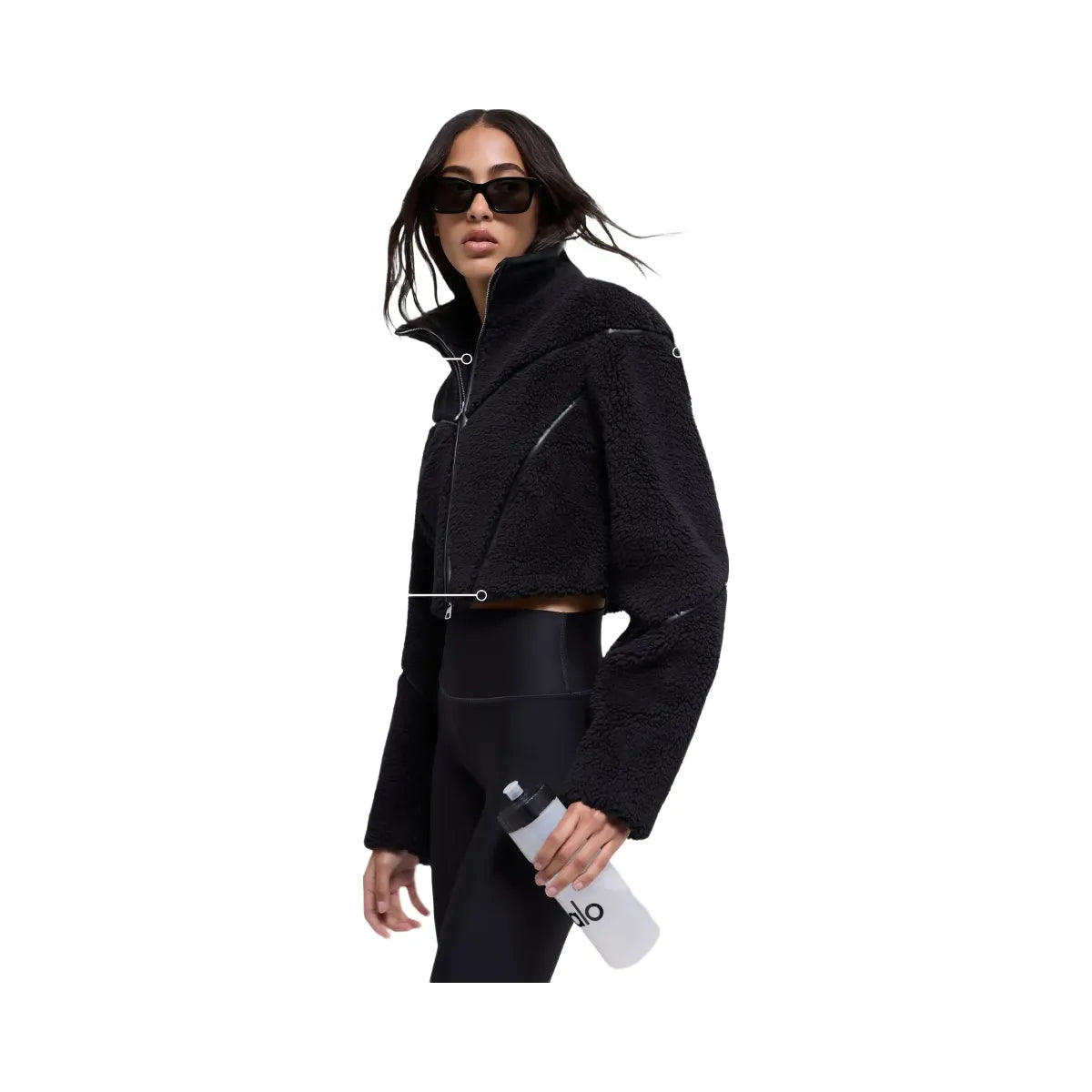 Alo Women's Sherpa Cropped Slope Side Jacket - Black