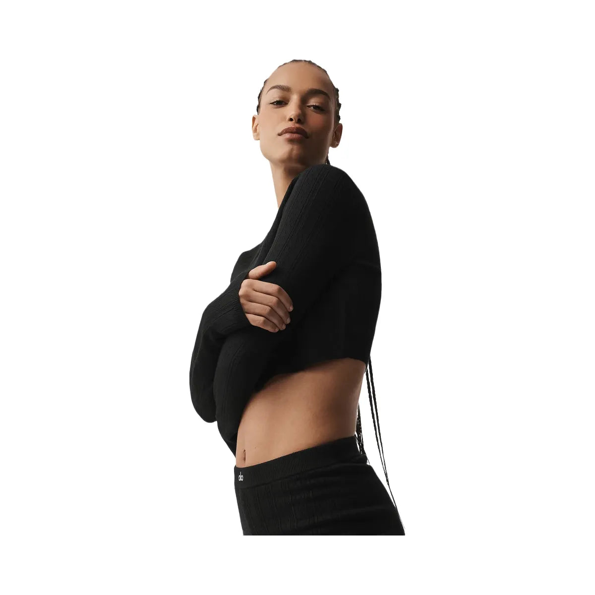 Alo Women's Pointelle Sweater Be Mine Cardigan - Black