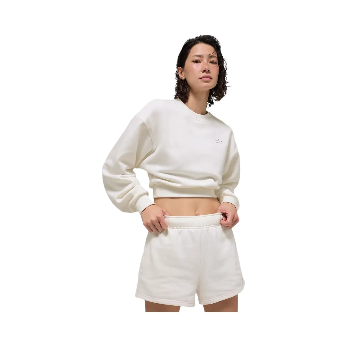 Alo Women's Cropped Accolade Crewneck - Ivory