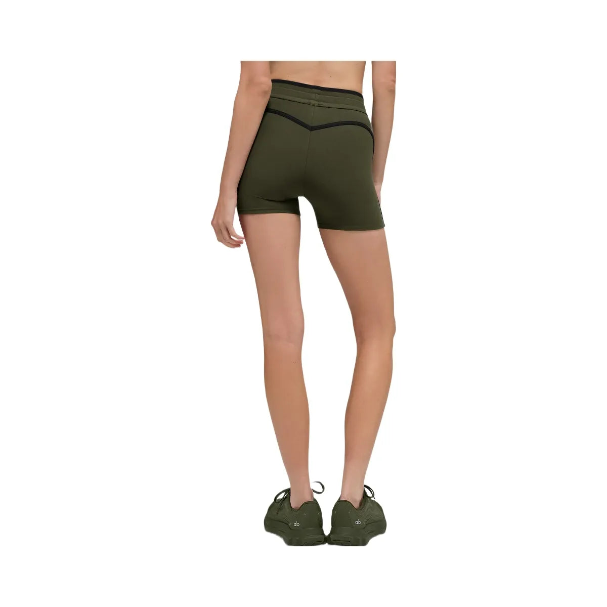 Alo Women's 4" Airbrush High-Waist Race Pace Short - Green Olive/Black