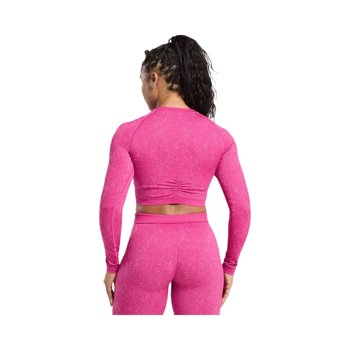 Gymshark Adapt Fleck Seamless Long Sleeve Crop Top - Winning Pink/Sour Pink
