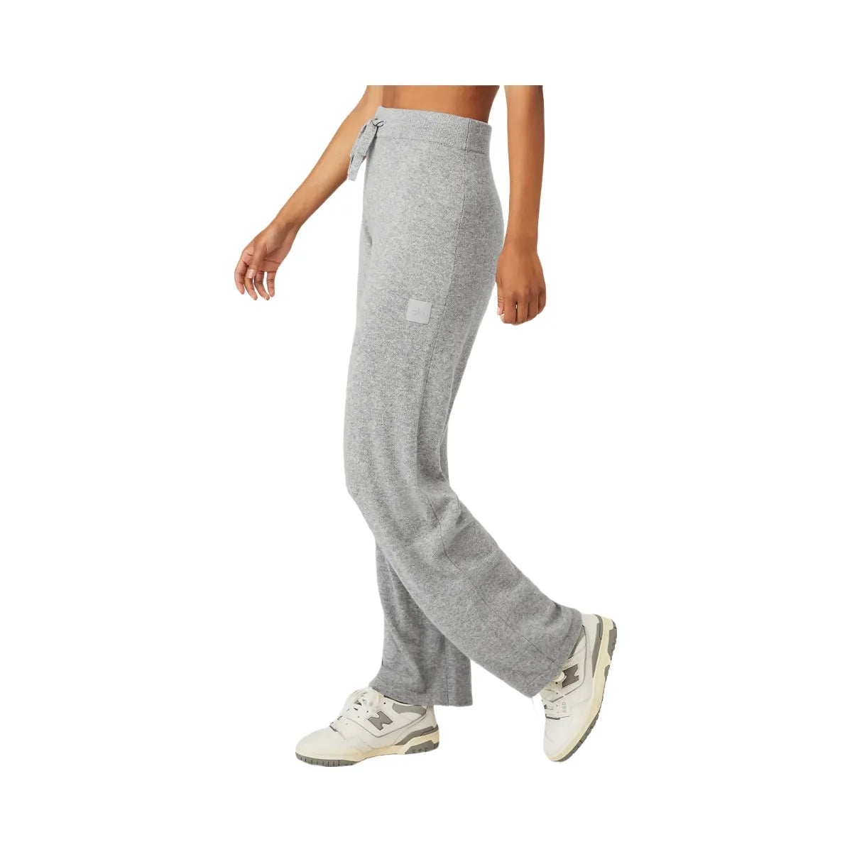 Alo Women's Cashmere High-Waist Jet Set Wide Leg Pant - Dove Grey Heather