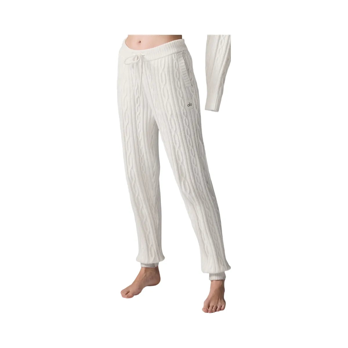 Alo Women's Cable Knit Winter Bliss Pant - Ivory