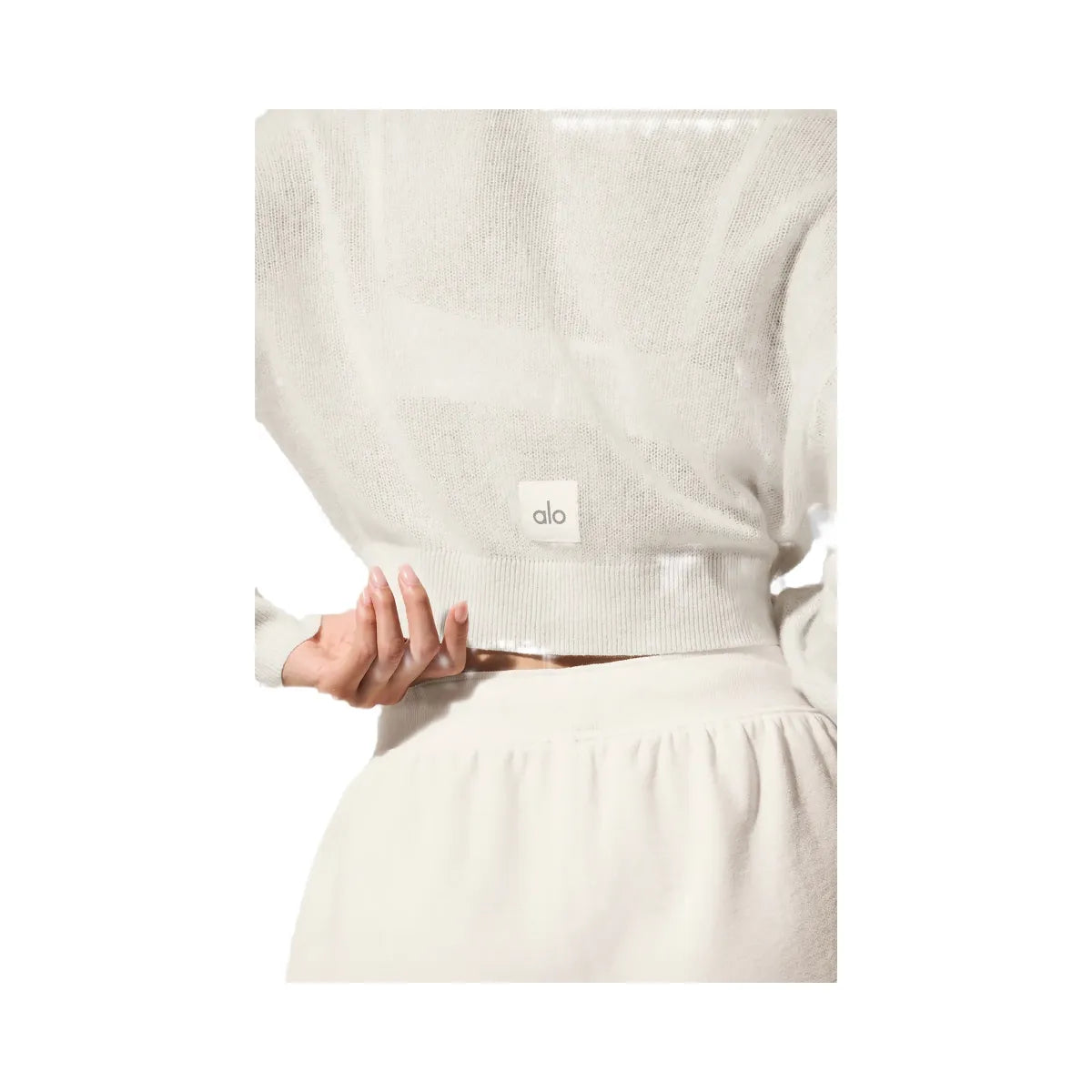 Alo Women's Sheer Cashmere Cropped Cardigan - Ivory