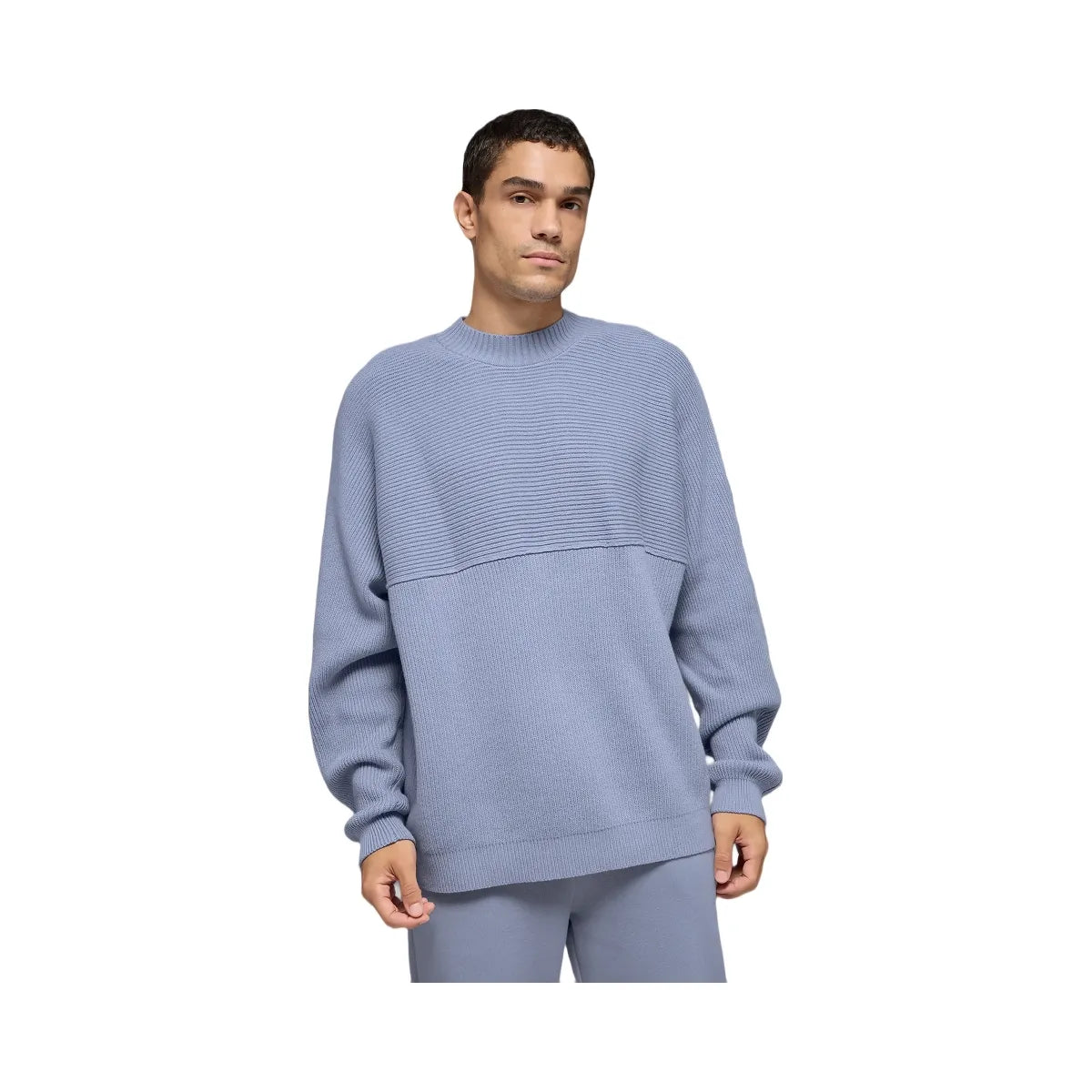Alo Men's Domain Shift Rib Knit Sweater Crew - Winter Frost