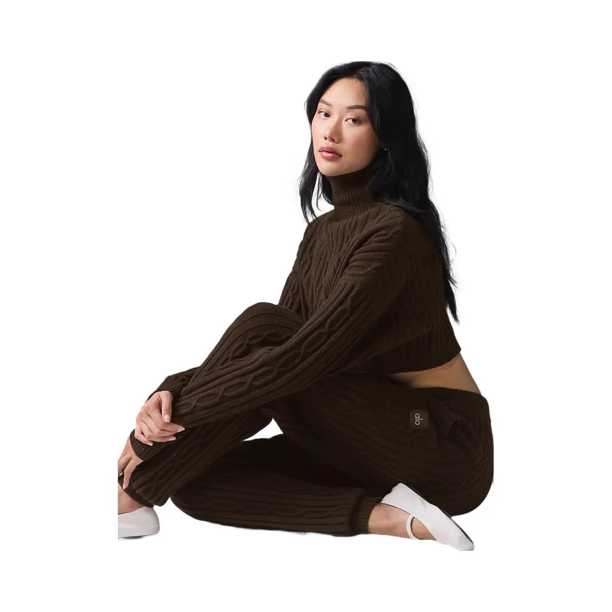 Alo Women's Cable Knit Winter Bliss Pant - Espresso