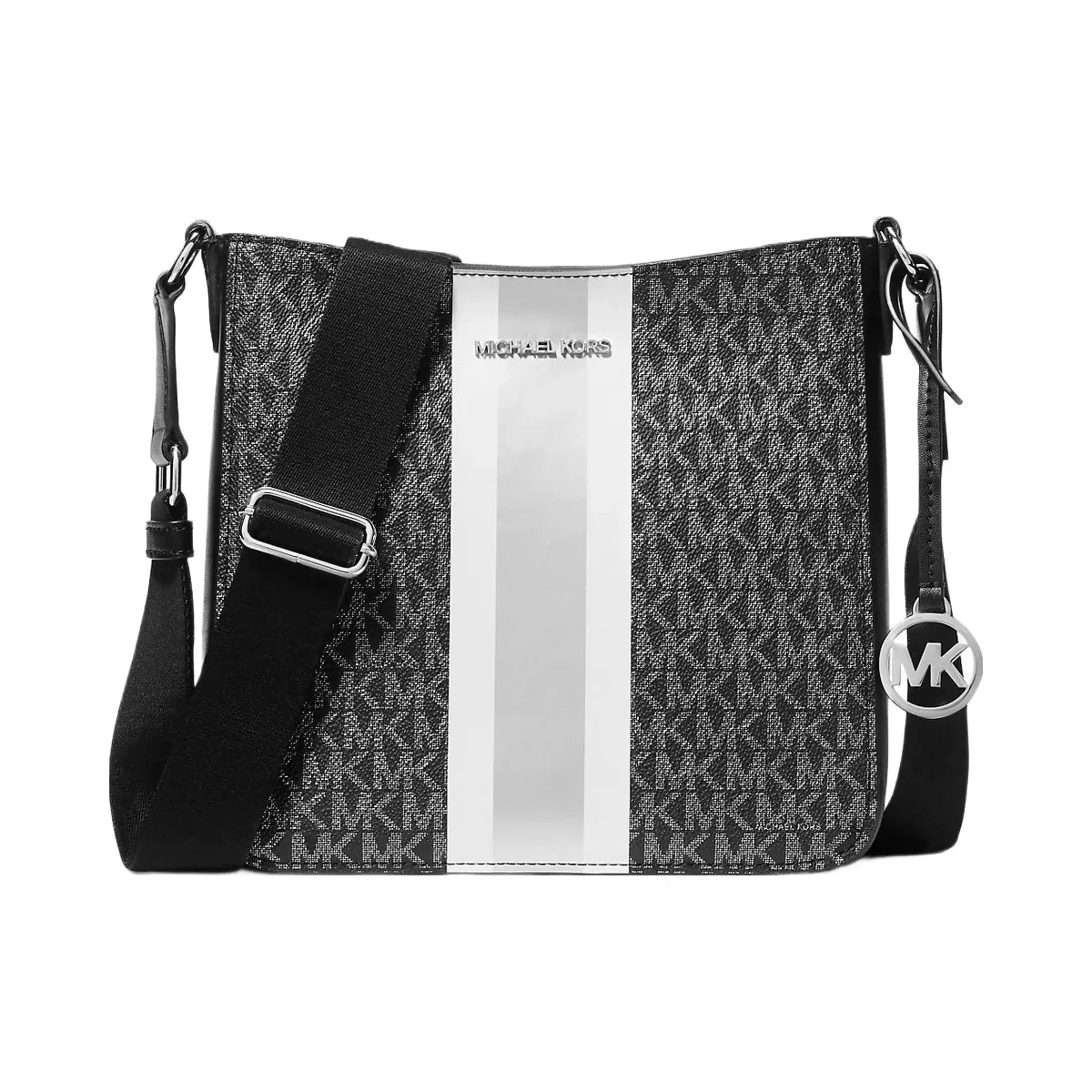 Michael Kors Jet Set Small Signature Logo Stripe Crossbody Bag Black