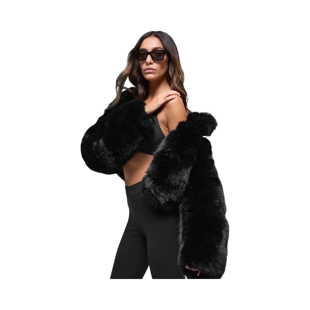 Alo Women's Opulent Faux Fur Cropped Jacket - Black