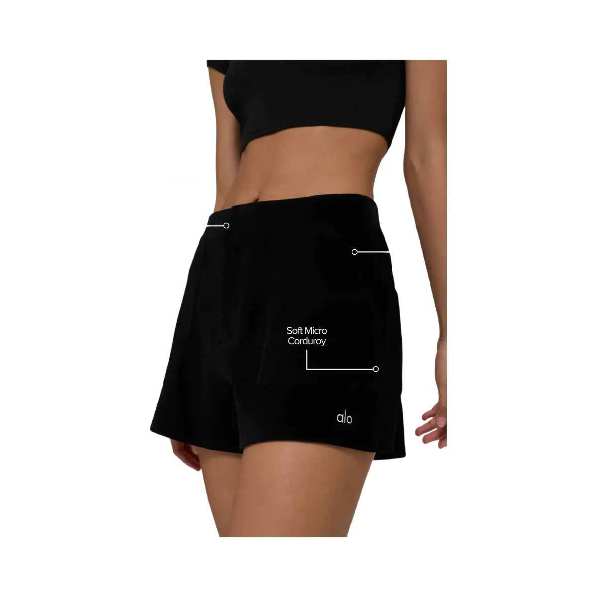 Alo Women's Micro Corduroy On Duty Short - Black