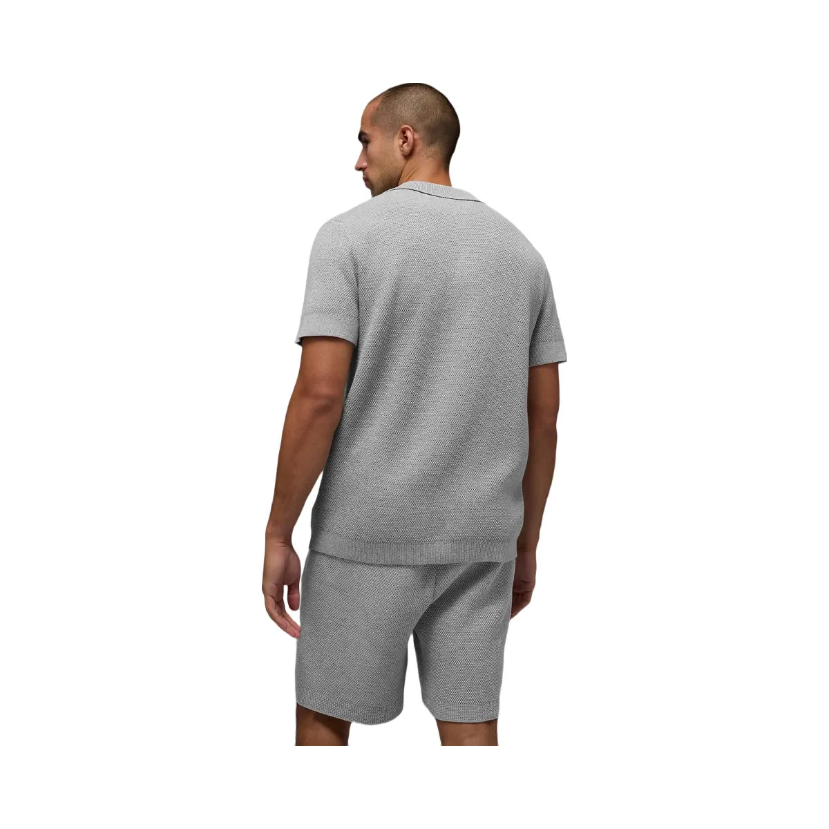 Alo Men's Sports Club Sweater Knit Polo - Athletic Heather Grey