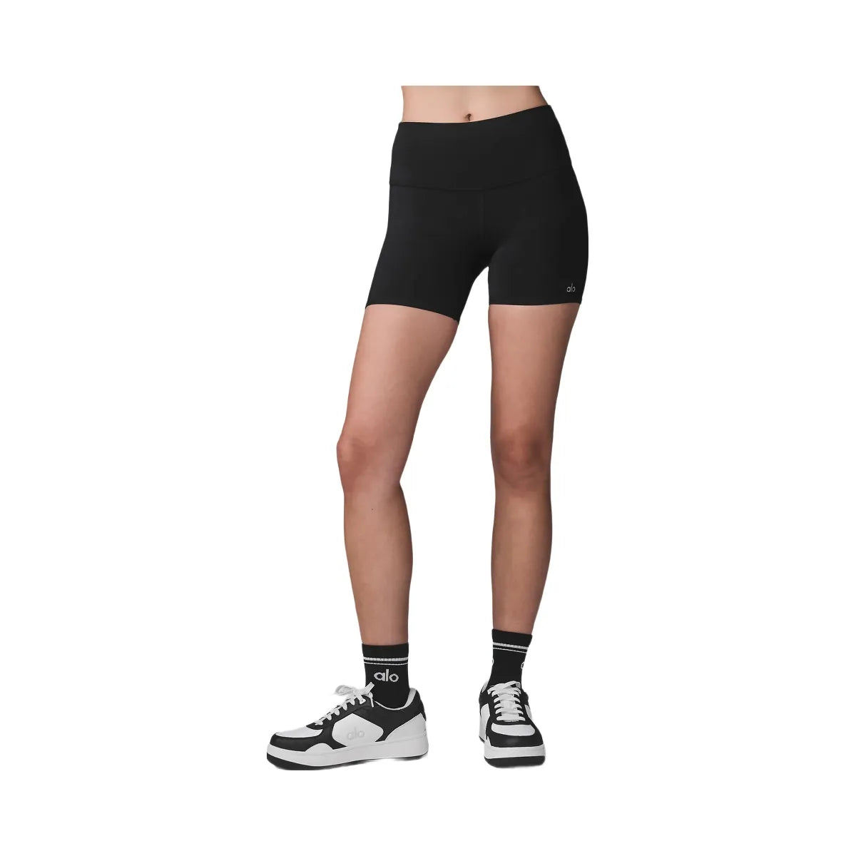 Alo Women's 5" Airbrush High-Waist Biker Short - Black