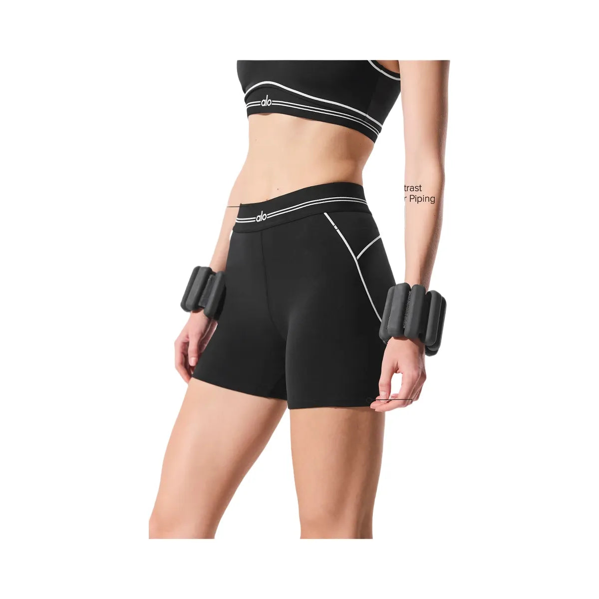 Alo Women's 4” Airbrush High-Waist Heart Throb Short - Black/White