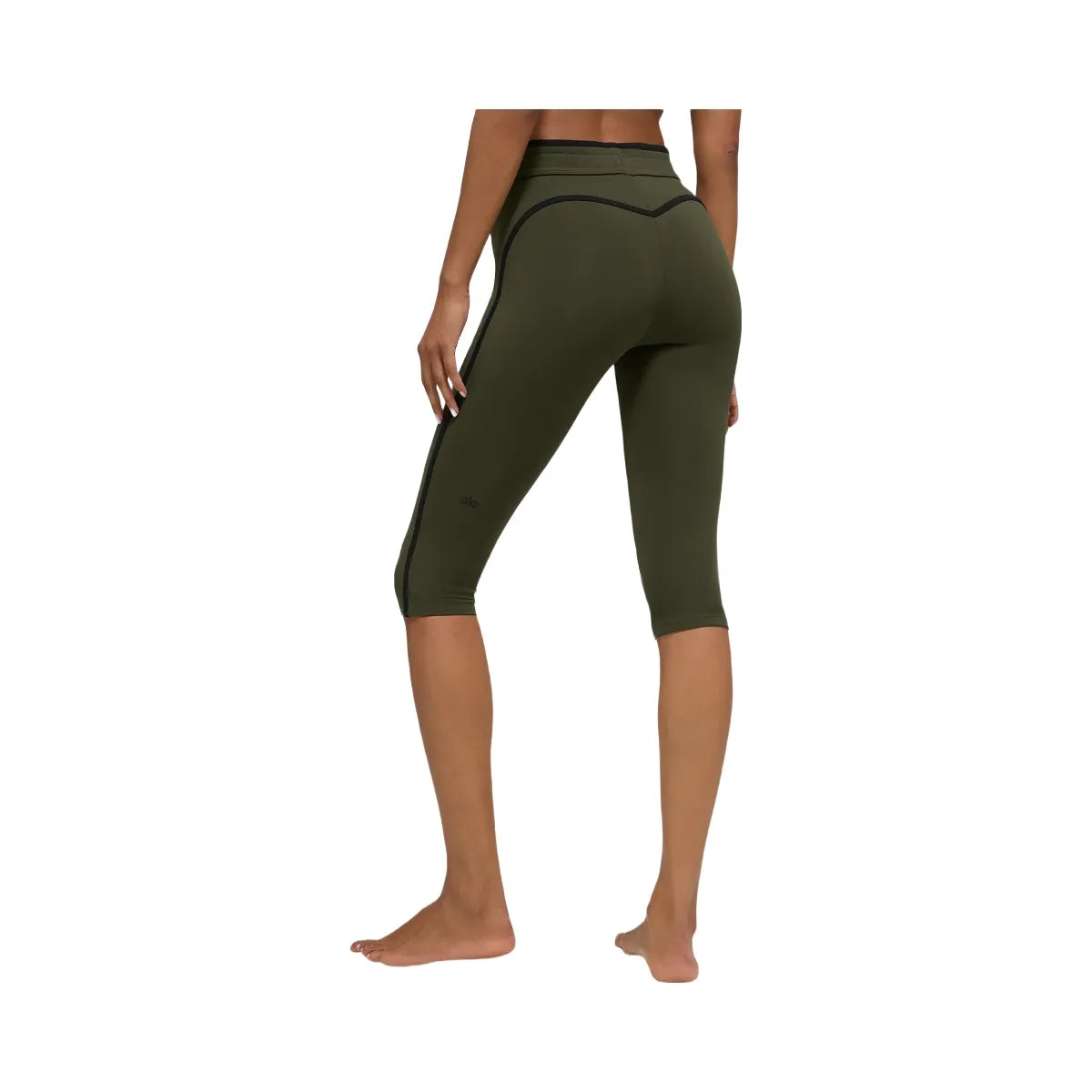 Alo Women's Airbrush High-Waist Race Pace Capri - Green Olive/Black
