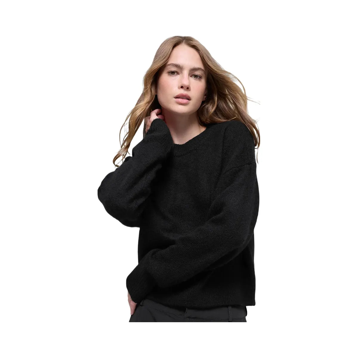 Alo Women's Wool Cashmere Cropped New Class Crewneck Sweater - Black