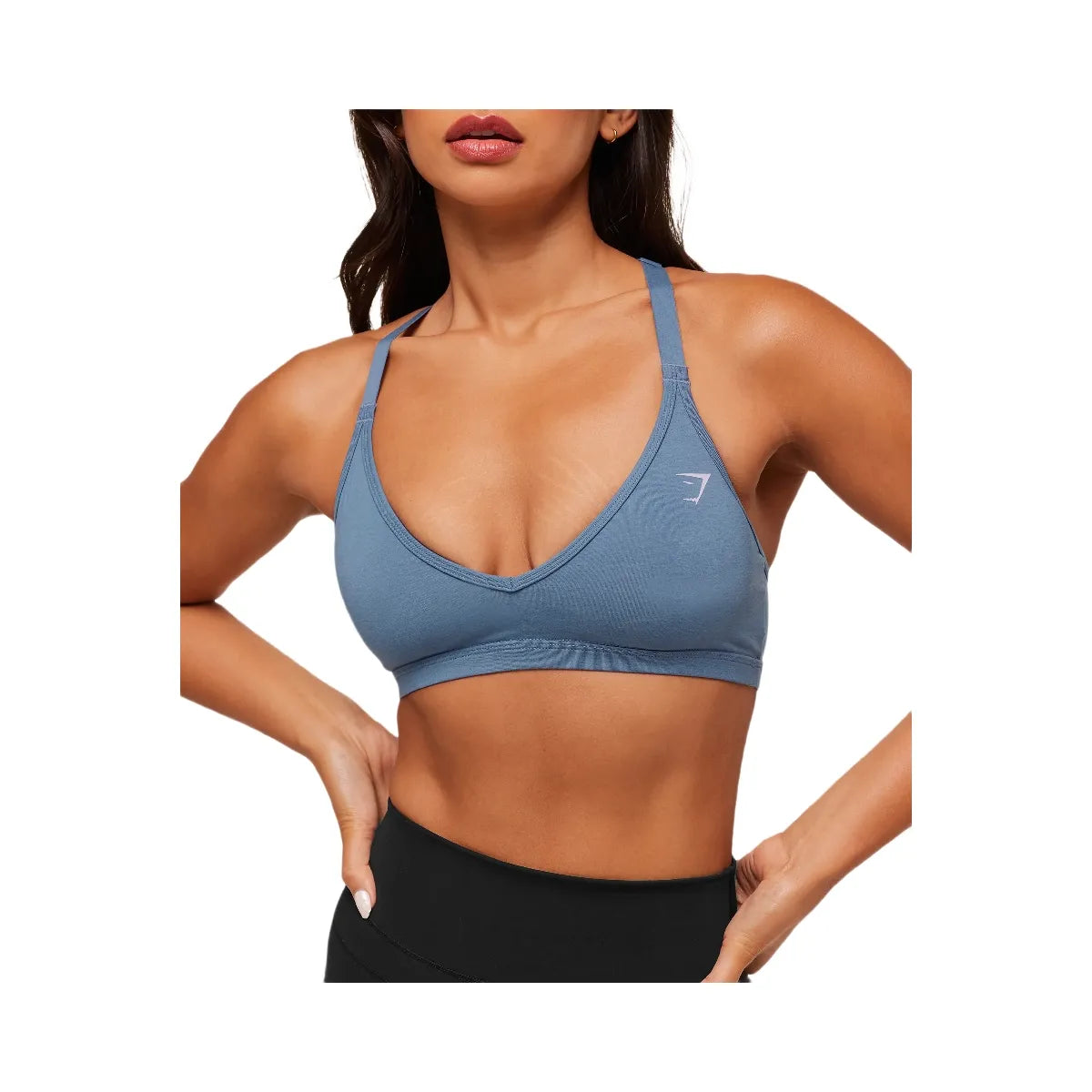Gymshark Cotton Racerback Sports Bra - Worn Blue