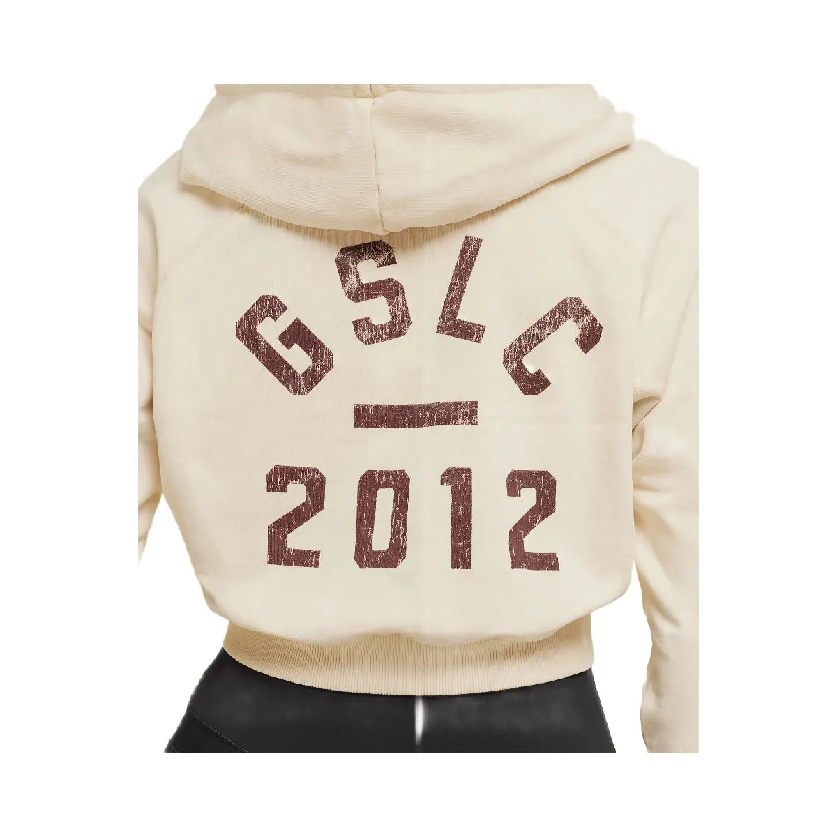 Gymshark Lifting Club 2012 Graphic Cropped Hoodie - Stone Beige/Wash