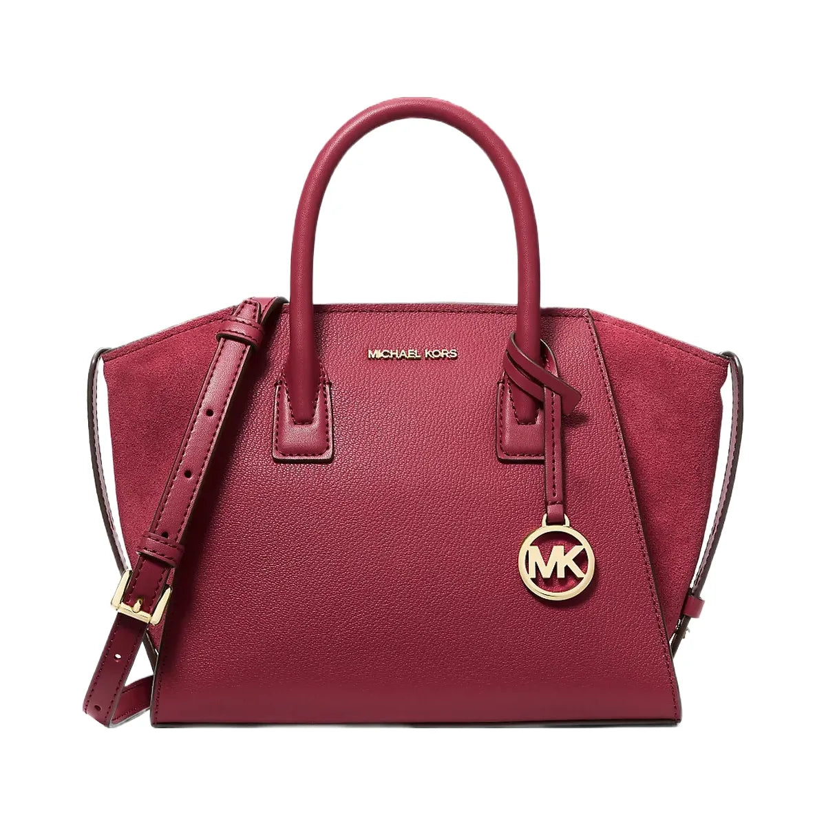 Michael Kors Avril Small Pebbled Leather Satchel Cherry
