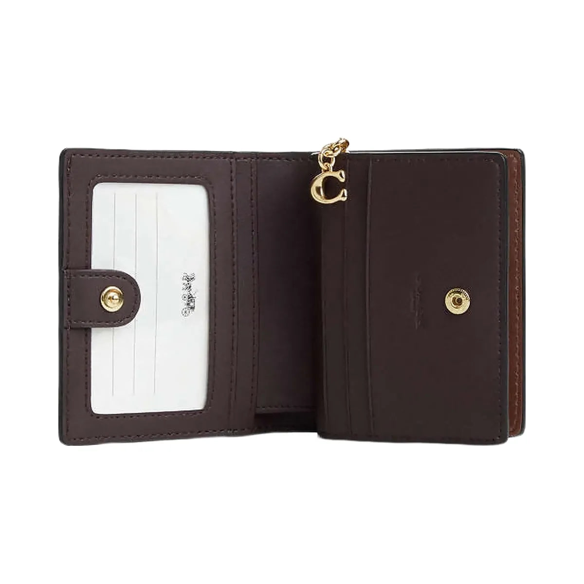 Coach Snap Wallet In Signature Canvas Signature Canvas-Gold-Tan-Brown