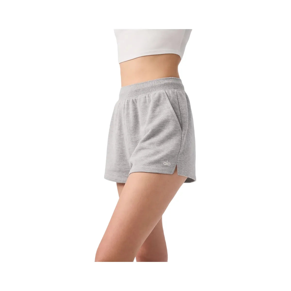 Alo Women's Low Key Sweat Short - Athletic Heather Grey