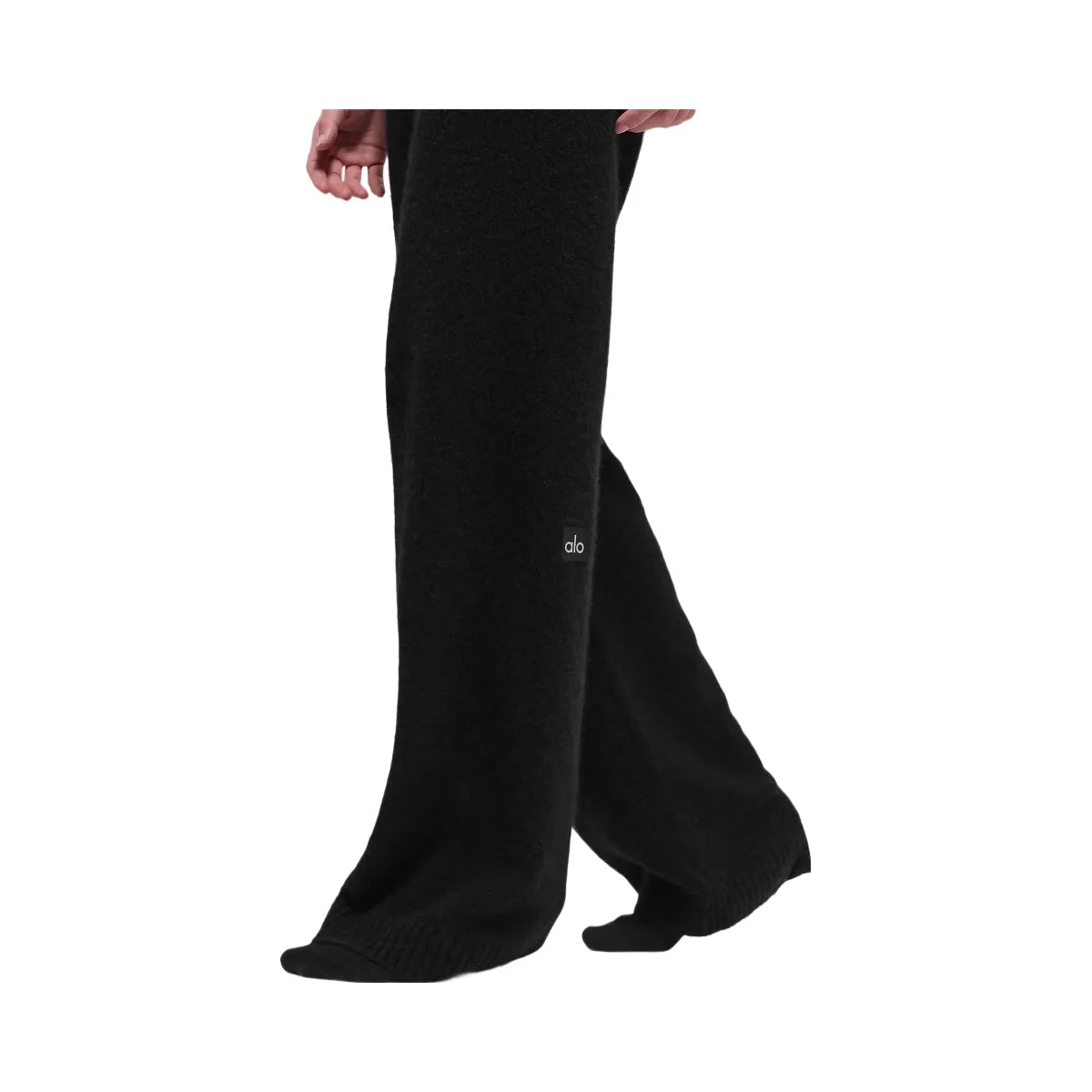 Alo Women's Wool Cashmere High-Waist New Class Wide Leg Pant - Black
