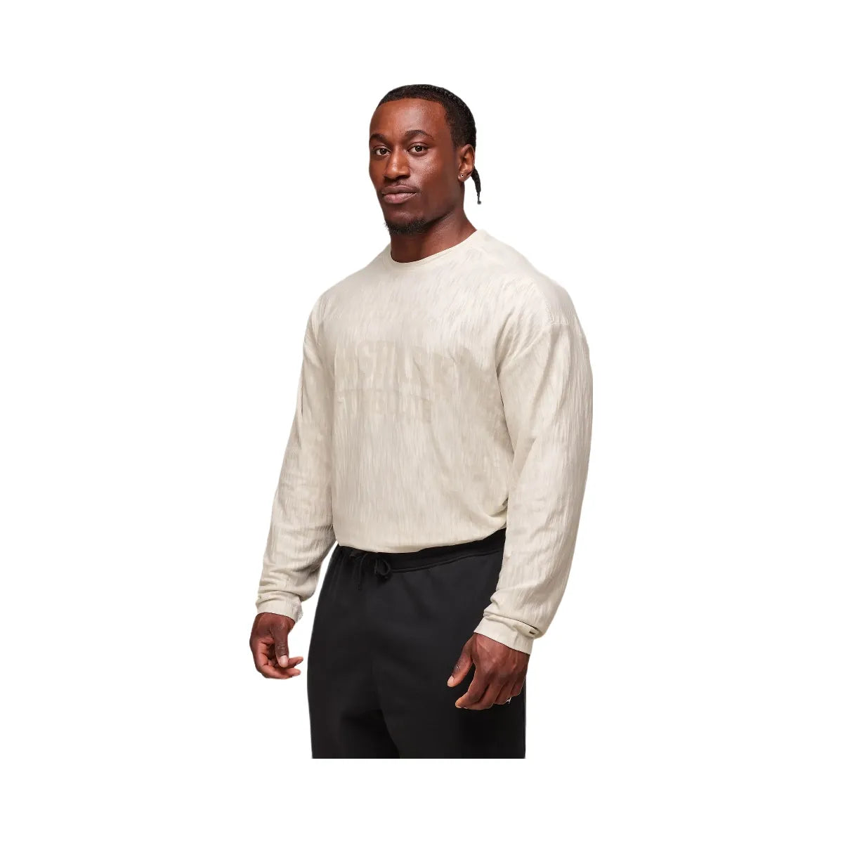 Gymshark Lightweight Slub Textured Lifting Authenticator OS LS T-shirt - Oat White