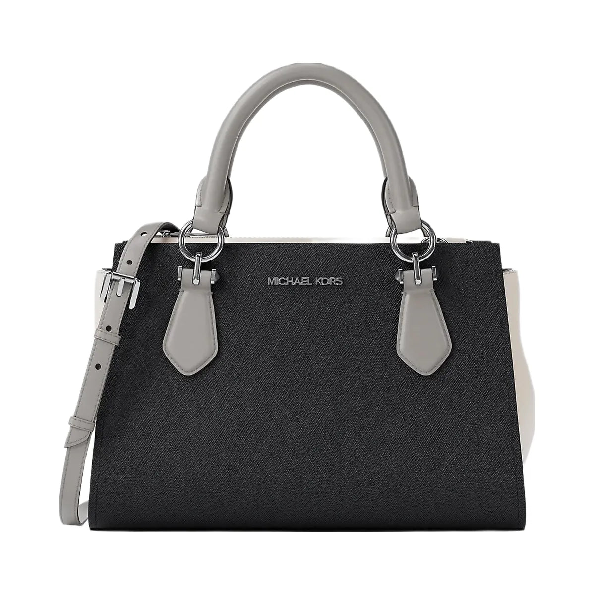 Michael Kors Marilyn Small Color-Block Saffiano Leather Messenger Bag Black Combo