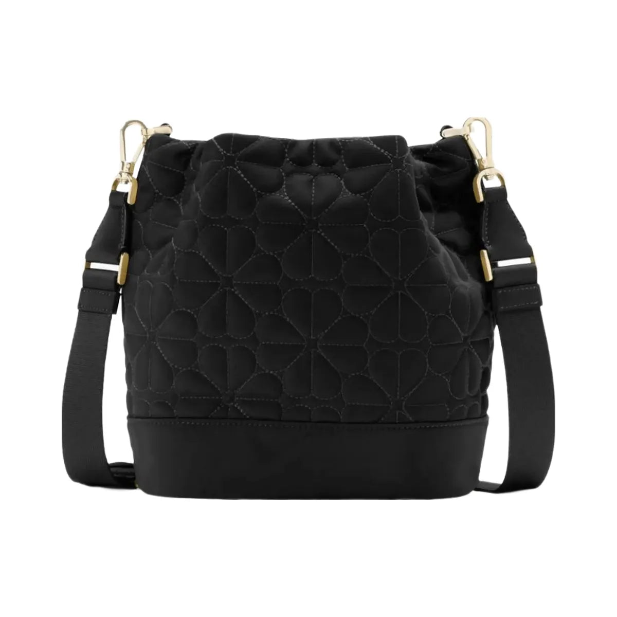 Kate Spade Flower Quilted Fabric Bucket Bag Black
