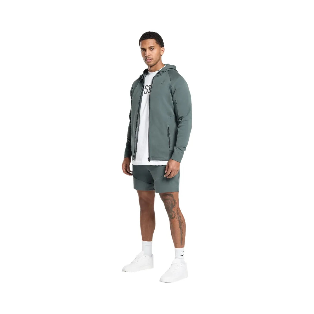 Gymshark Interlock Tech Zip Up Hoodie - Slate Teal