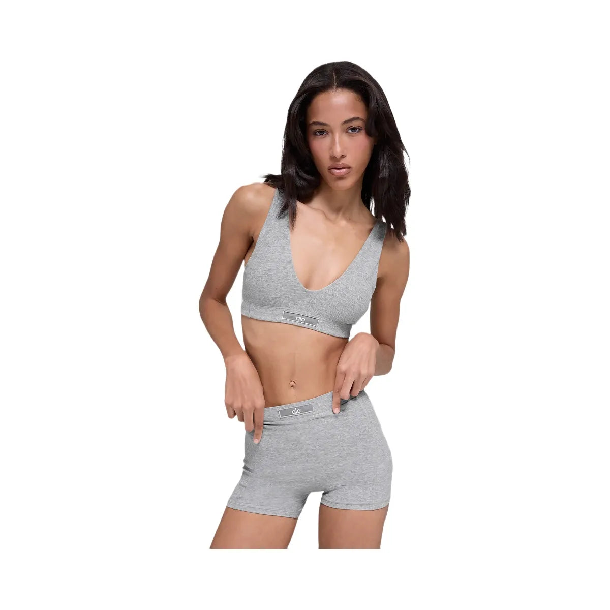 Alo Women's soft Sincere Bra - Athletic Heather Grey