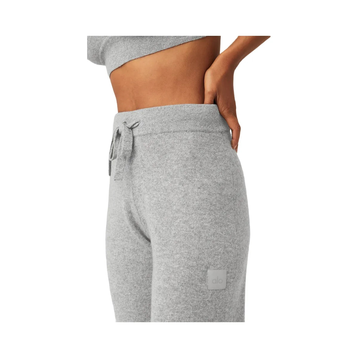 Alo Women's Cashmere High-Waist Jet Set Wide Leg Pant - Dove Grey Heather