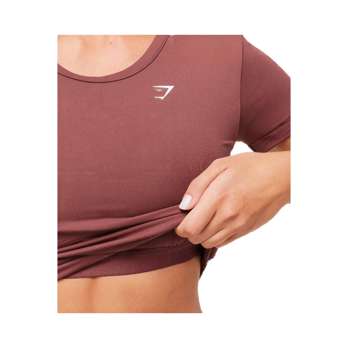 Gymshark Crossover Midi Top with Shelf - Burgundy Brown
