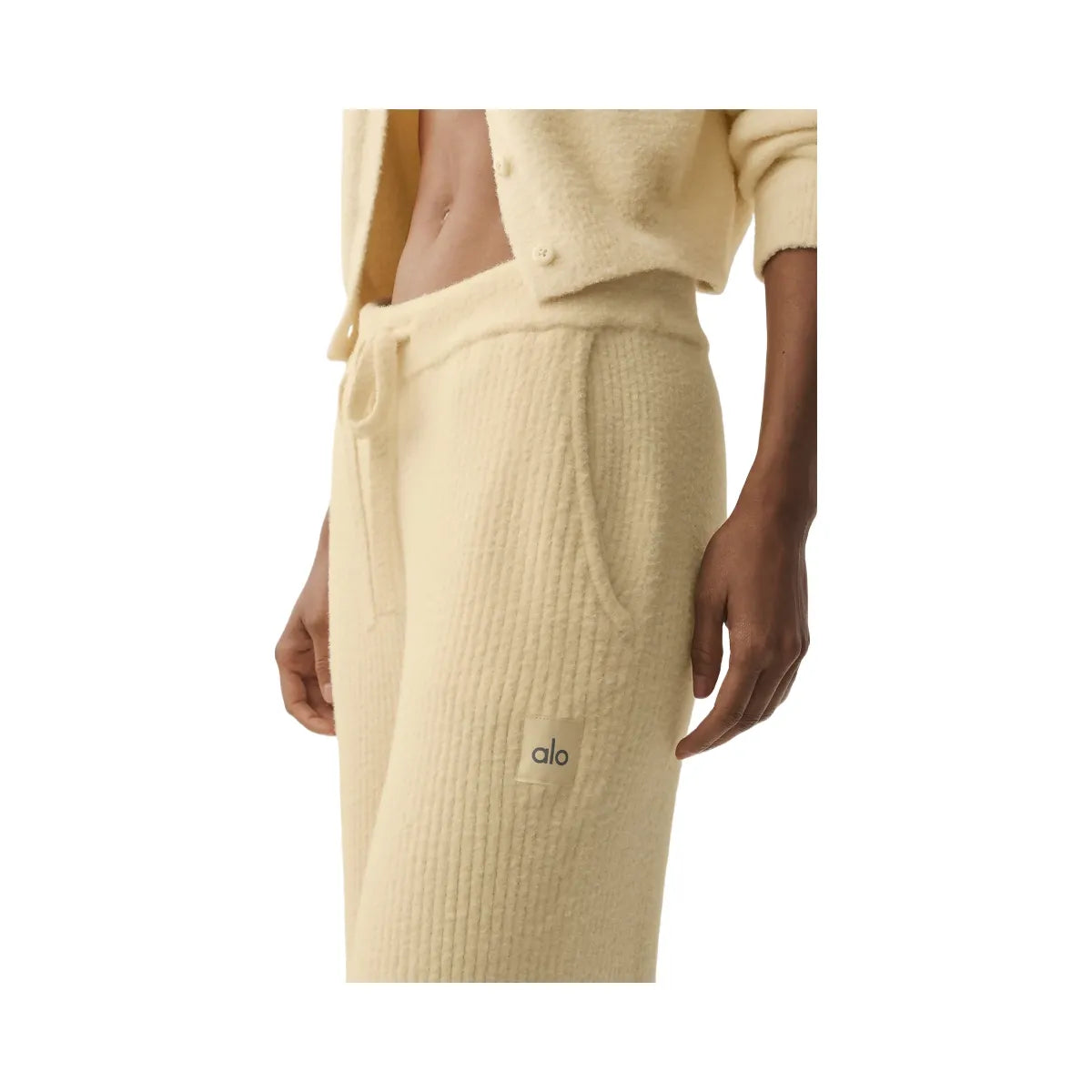Alo Women's Snuggle Up Sweater High-Waist Wide Leg Pant - Candlelight Yellow