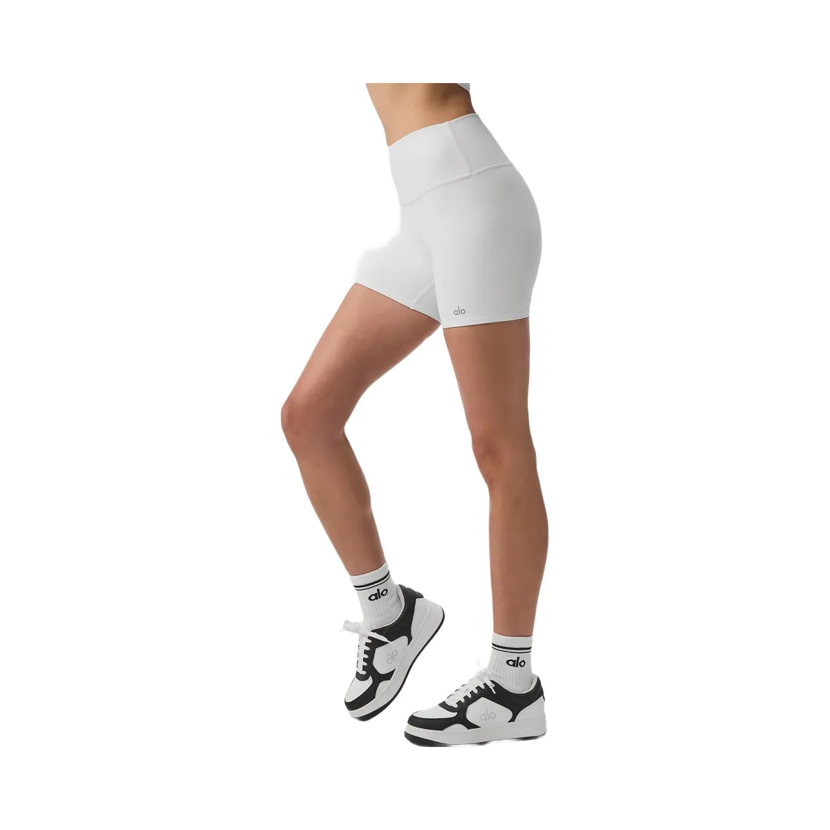 Alo Women's 5" Airbrush High-Waist Biker Short - White