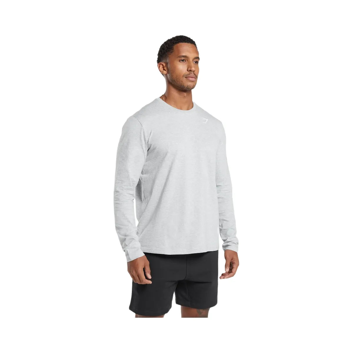 Gymshark Crest Long Sleeve T-Shirt - Light Grey Marl