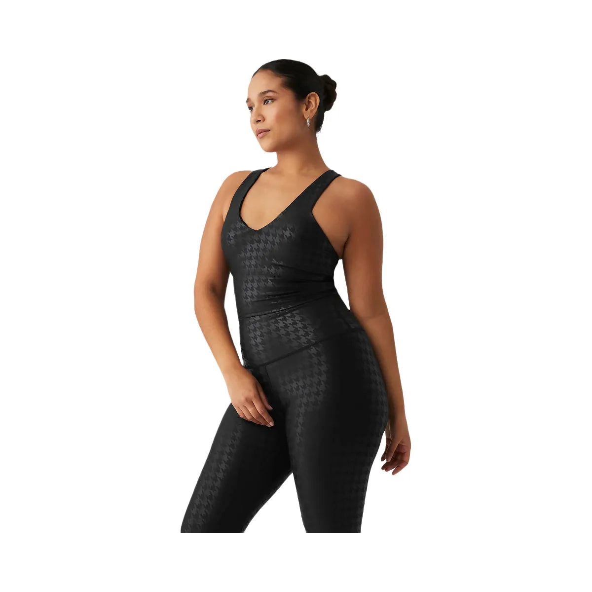 Alo Women's Airlift Glimmer Houndstooth Real Bra Tank - Black
