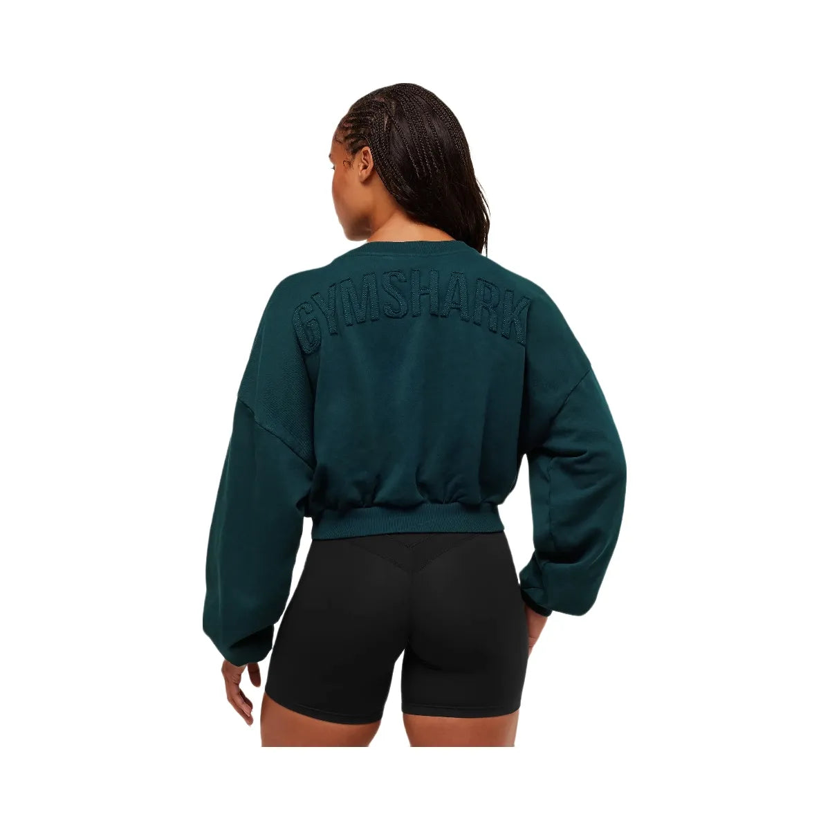 Gymshark Power Washed Sweat Top - Deep Petrol Blue/Acid Wash Small Ball