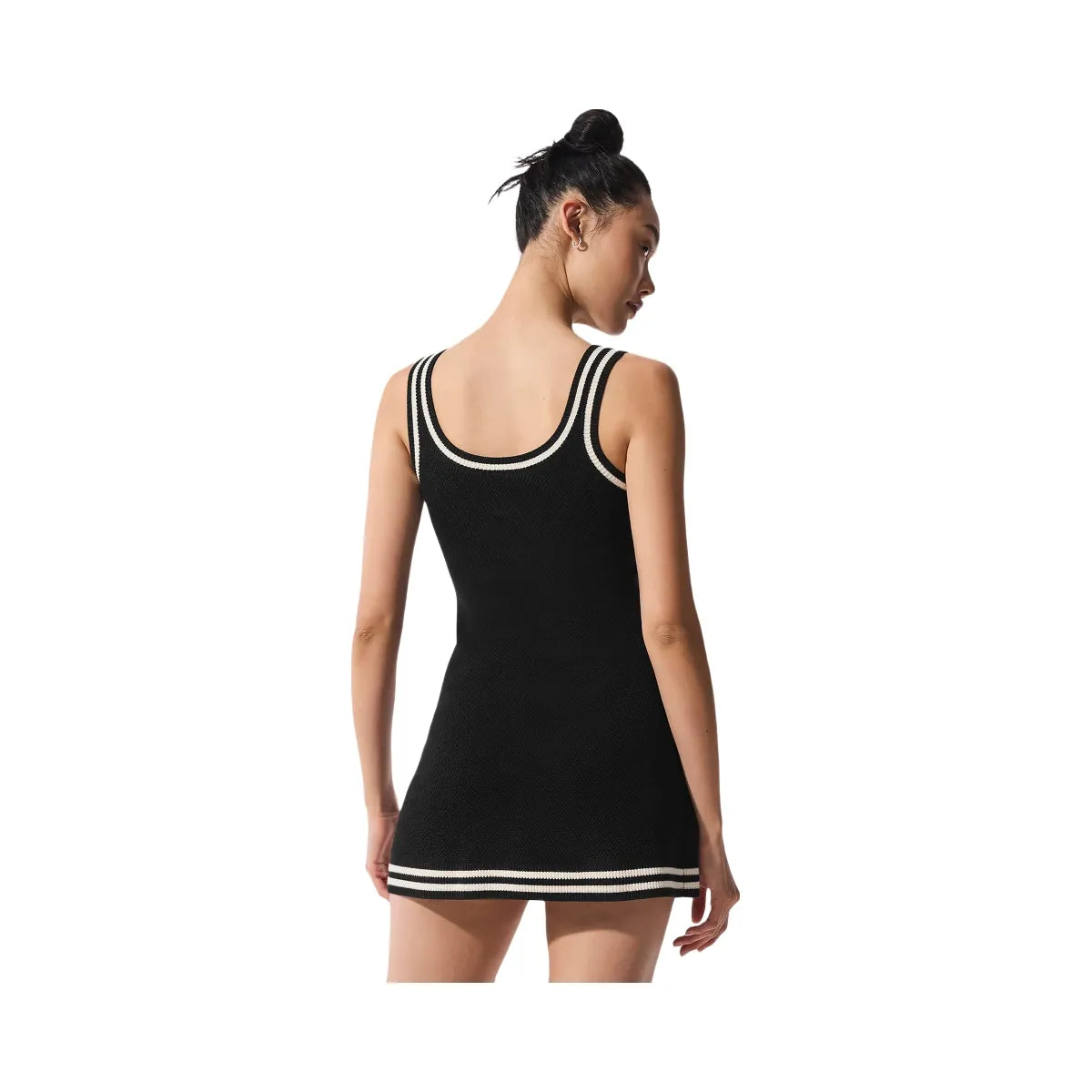 Alo Women's Tennis Club Sweater Knit Dress - Black/Ivory