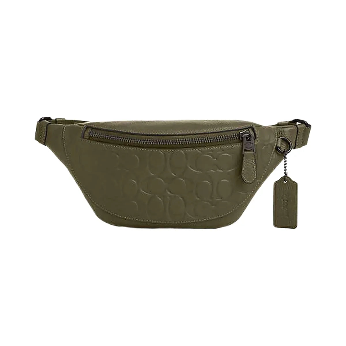 Coach Warren Mini Belt Bag In Signature Leather Black Copper-Olive Drab