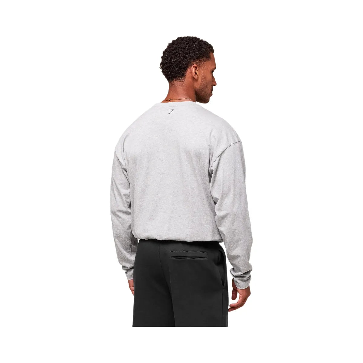 Gymshark Worn Graphic Long Sleeve T-Shirt - Light Grey Core Marl