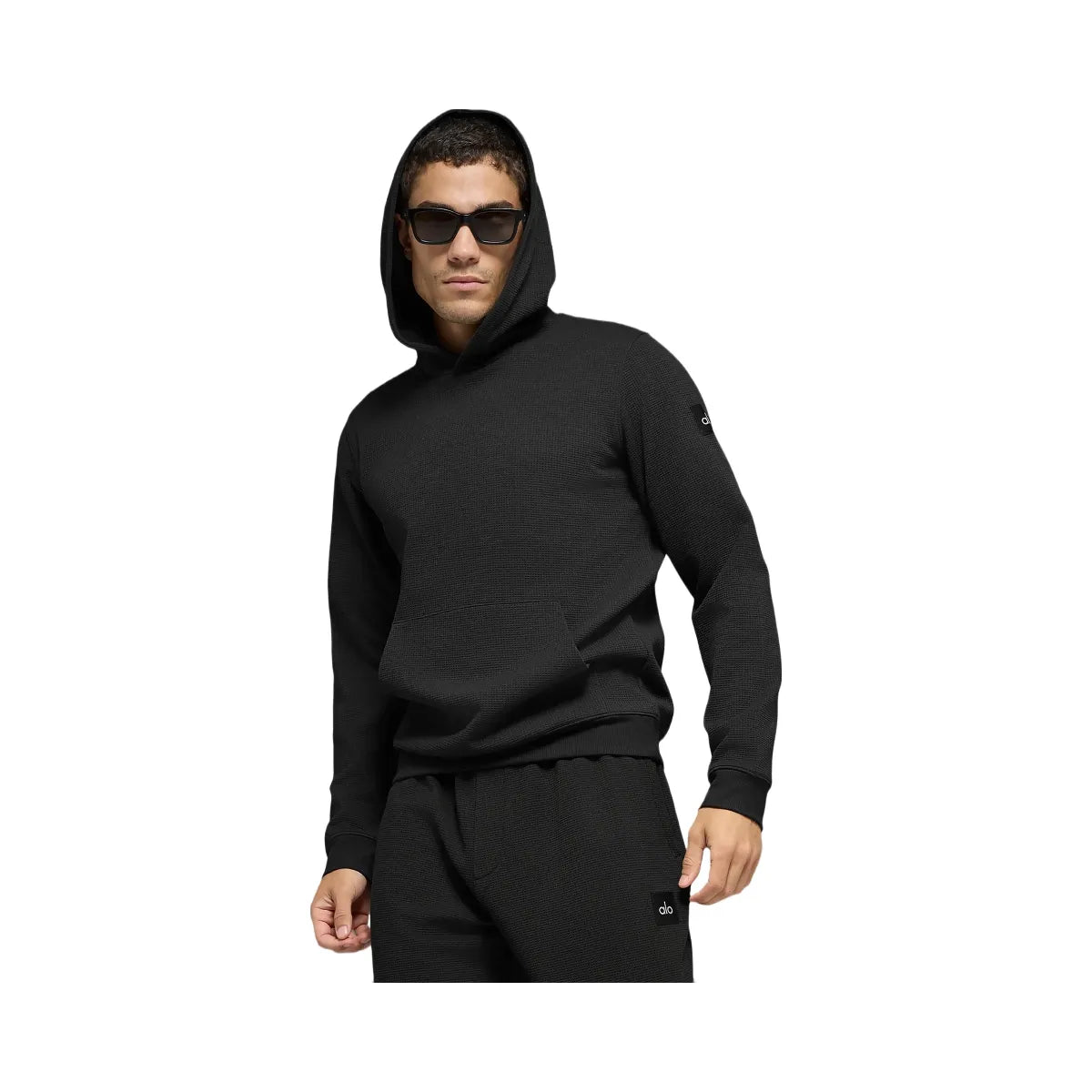 Alo Men's Waffle Lounge Hoodie - Black