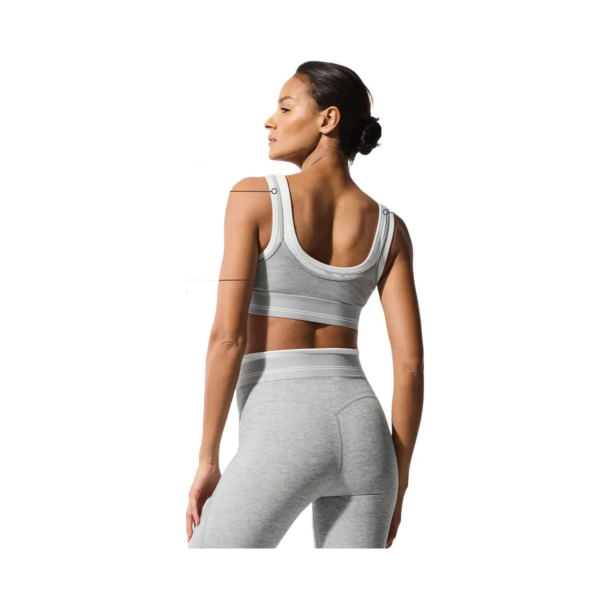 Alo Women's soft Better Together Bra - Athletic Heather Grey/White