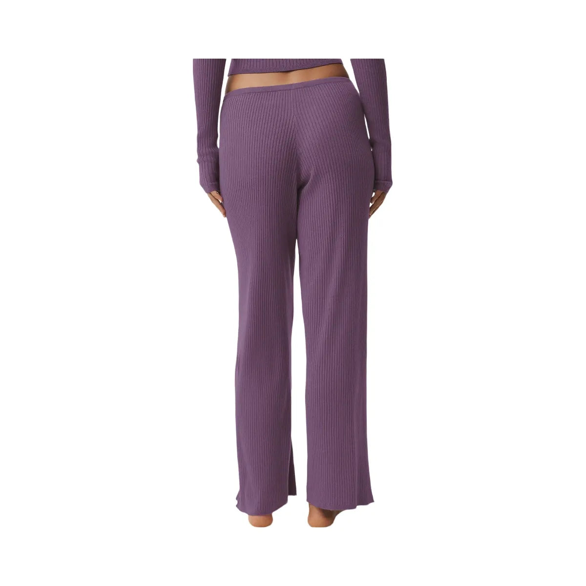 Alo Women's Sweater Knit Mid-Rise Unwind Wide Leg Pant - Plum Kiss