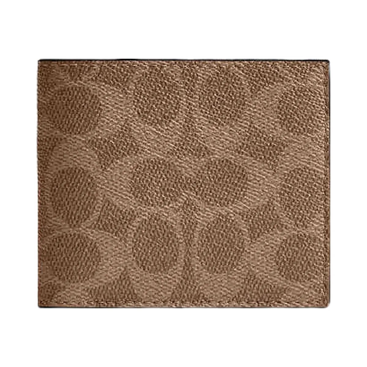 Coach Id Billfold Wallet In Signature Canvas Tan Black