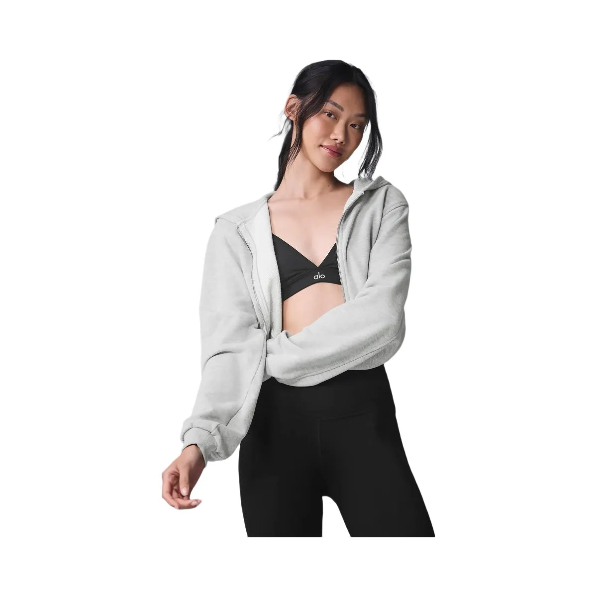 Alo Women's Sweet Escape Zip Up Hoodie - Athletic Heather Grey
