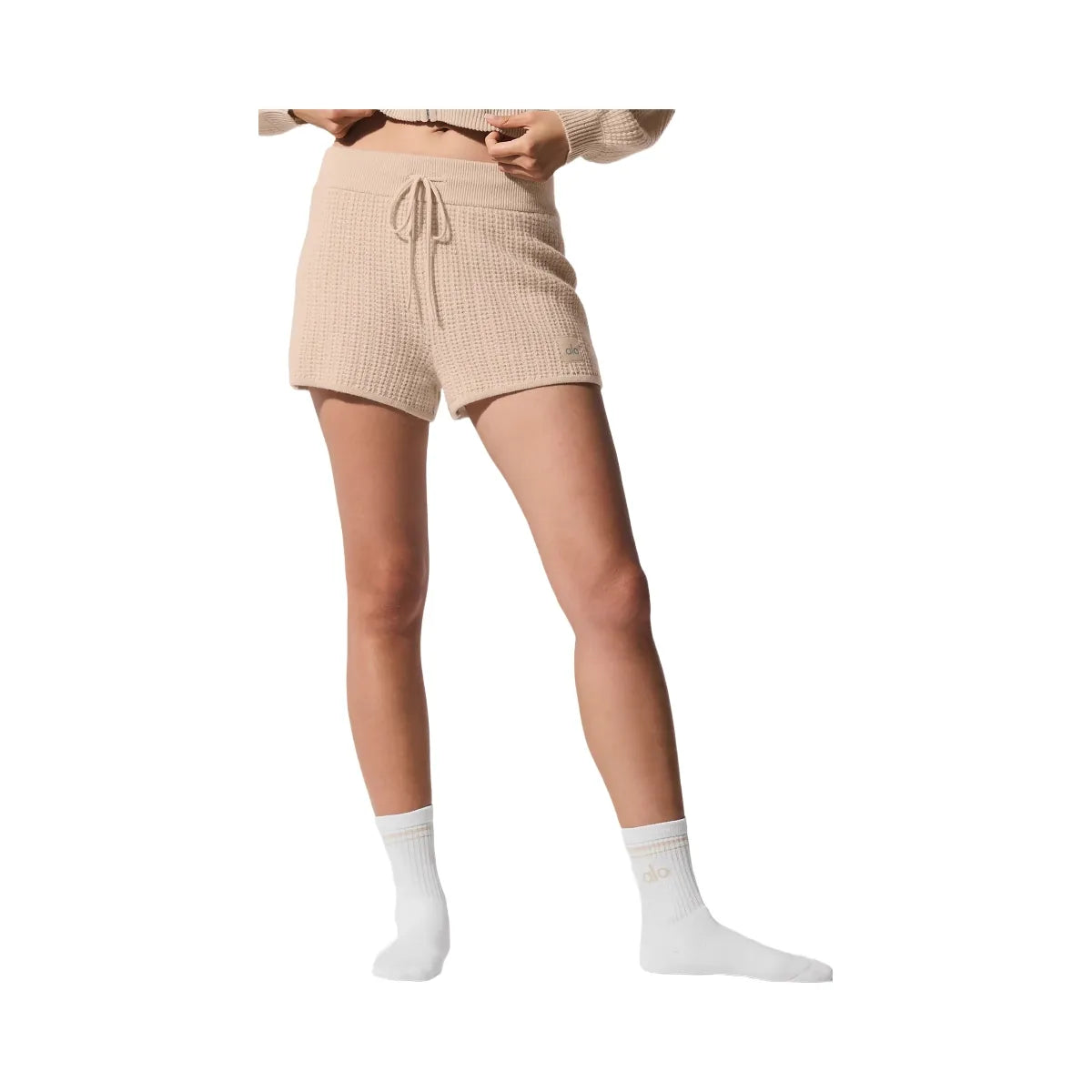 Alo Women's Cashmere High-Waist Plush Waffle Short - Macadamia Blush