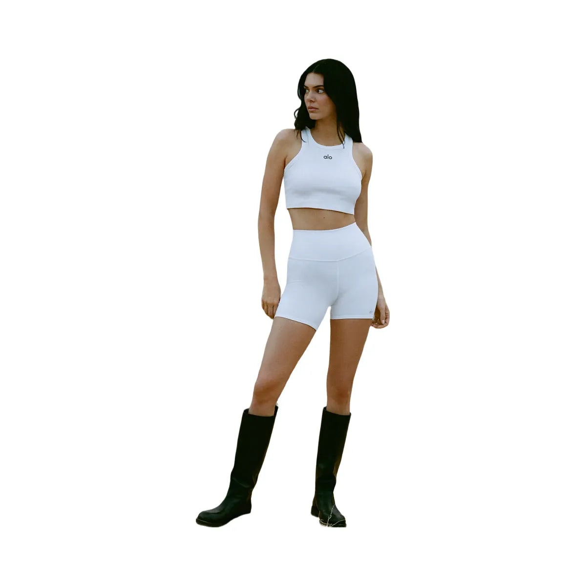 Alo Women's 5" Airbrush High-Waist Biker Short - White