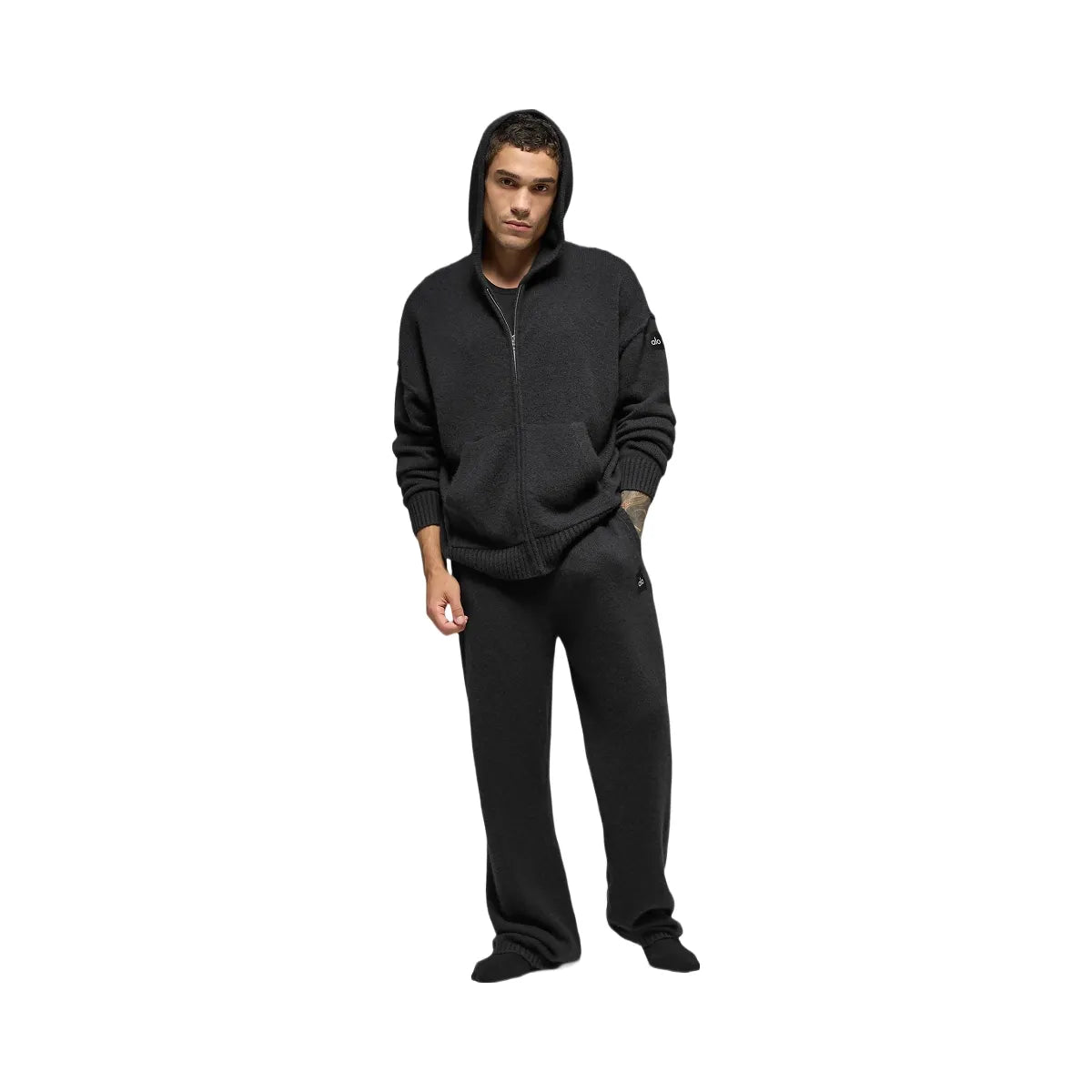 Alo Men's Wool Cashmere New Class Full Zip Hoodie - Black